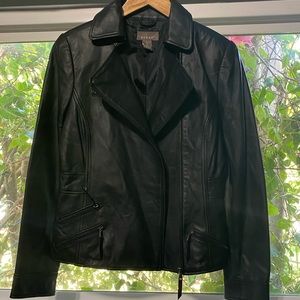 Kenar moto style black genuine leather jacket